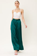 Deep Green Satin Wide Leg Trousers
