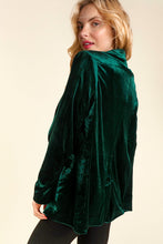 Hunter Green Velvet Collar And Lapel Blazer With Pockets