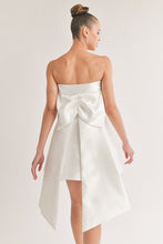 Off White Back Ribbon Detailed Tube Mini Dress