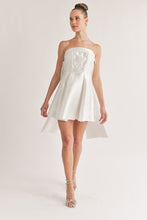 Off White Back Ribbon Detailed Tube Mini Dress