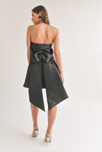 Black Back Ribbon Detailed Tube Mini Dress