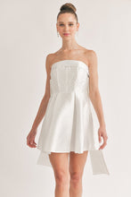 Off White Back Ribbon Detailed Tube Mini Dress