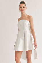 Off White Back Ribbon Detailed Tube Mini Dress