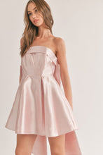Lt Peach Back Ribbon Detailed Tube Mini Dress