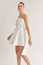 Off White Back Ribbon Detailed Tube Mini Dress