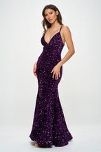 Plum Velvet Sequin Maxi Dress