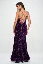 Plum Velvet Sequin Maxi Dress