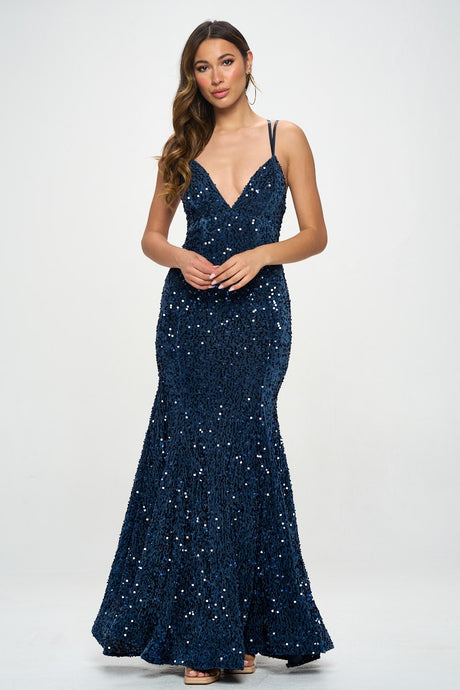 Slate Velvet Sequin Maxi Dress