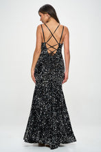 Black Velvet Sequin Maxi Dress
