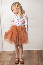 Rust Kids Autumn Fall Print Tulle Sparkle Dress