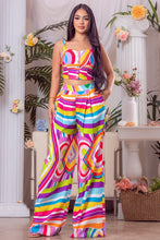Multi Color Printed Button Down Top And Pants Set