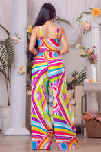 Multi Color Printed Button Down Top And Pants Set
