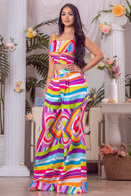 Multi Color Printed Button Down Top And Pants Set