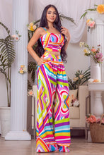 Multi Color Printed Button Down Top And Pants Set