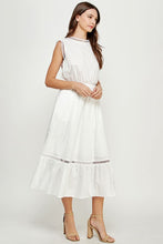 Off White Ladder Trim Detail Poplin Dress