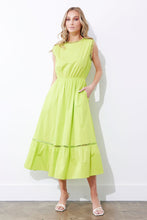 Lime Punch Ladder Trim Detail Poplin Dress