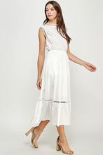Off White Ladder Trim Detail Poplin Dress