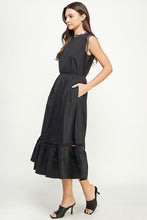 Black Ladder Trim Detail Poplin Dress