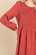Dk Rust Front Pintuck Cotton Midi Dress