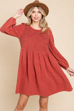 Dk Rust Front Pintuck Cotton Midi Dress