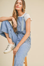 Crayon Blue Washed Wide Leg Overalls