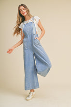 Crayon Blue Washed Wide Leg Overalls