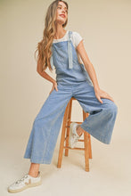 Crayon Blue Washed Wide Leg Overalls