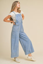 Crayon Blue Washed Wide Leg Overalls