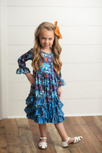 Blue Kids 3 Ruffle Teal Poka Dot Long Sleeve Dress