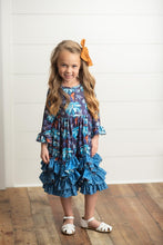 Blue Kids 3 Ruffle Teal Poka Dot Long Sleeve Dress