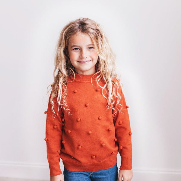 Rust Kids Rust Pom Pom Fall Winter Sweater