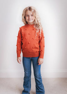 Rust Kids Rust Pom Pom Fall Winter Sweater