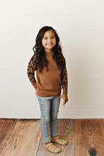 Brown Kids Brown Leopard Print Crew Neck Fall Sweater