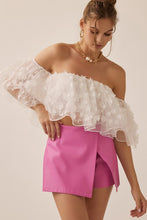Off White Off Shoulder Crop Ruffled Top
