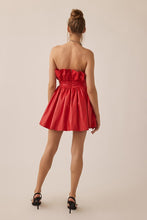 Red Off Shoulder Pleated Romantic Pu Mini Dress