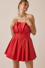 Red Off Shoulder Pleated Romantic Pu Mini Dress