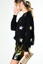Black Star Sequin Detail Sweater Top