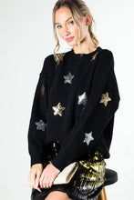 Black Star Sequin Detail Sweater Top