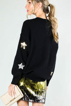 Black Star Sequin Detail Sweater Top
