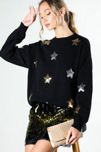 Black Star Sequin Detail Sweater Top