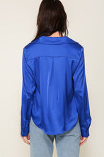 Royal Satin Collared Button Down Blouse