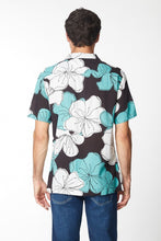 Navy Blue Printed Woven Viscous Short Sleeve Mens Shirt