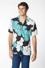 Navy Blue Printed Woven Viscous Short Sleeve Mens Shirt