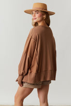 Mocha French Terry Loose Fit Top With Rodeo Print