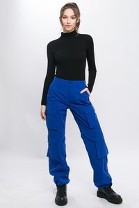 Royal Cargo Pants With Button Closure & Multiple Pockets