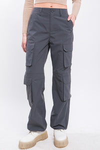Slate Cargo Pants With Button Closure & Multiple Pockets