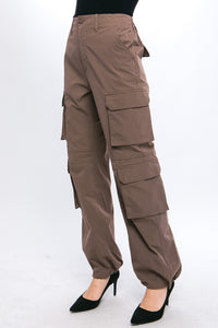 Truffle Cargo Pants With Button Closure & Multiple Pockets