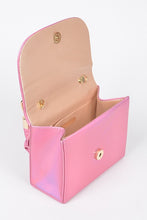 Hot Pink Metallic Top Handle Clutch