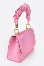 Hot Pink Metallic Top Handle Clutch