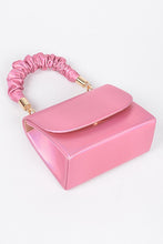 Hot Pink Metallic Top Handle Clutch